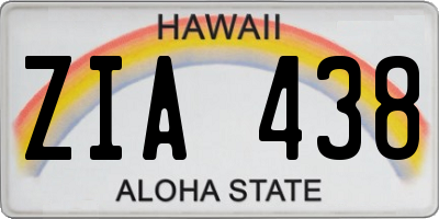 HI license plate ZIA438