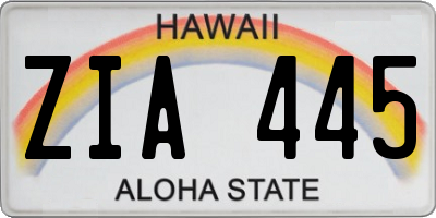 HI license plate ZIA445
