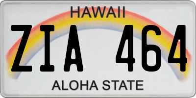 HI license plate ZIA464