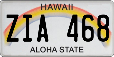 HI license plate ZIA468