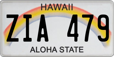 HI license plate ZIA479
