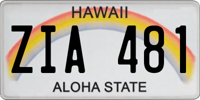 HI license plate ZIA481
