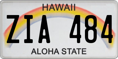HI license plate ZIA484
