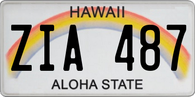 HI license plate ZIA487