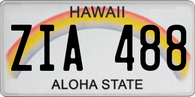 HI license plate ZIA488