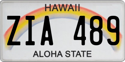 HI license plate ZIA489