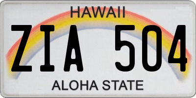 HI license plate ZIA504