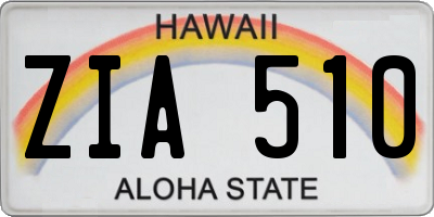 HI license plate ZIA510