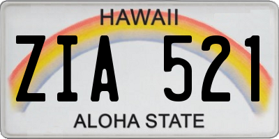 HI license plate ZIA521