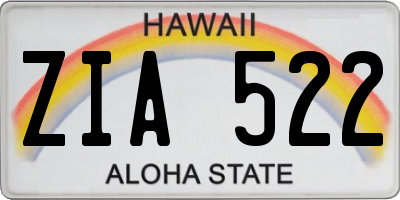 HI license plate ZIA522