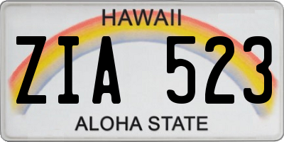 HI license plate ZIA523