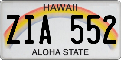 HI license plate ZIA552