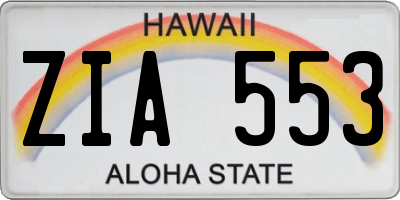 HI license plate ZIA553