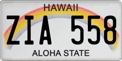 HI license plate ZIA558