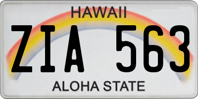 HI license plate ZIA563