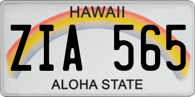 HI license plate ZIA565