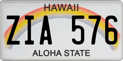 HI license plate ZIA576