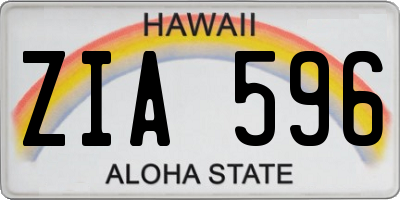 HI license plate ZIA596