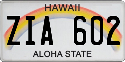 HI license plate ZIA602