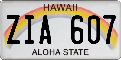 HI license plate ZIA607