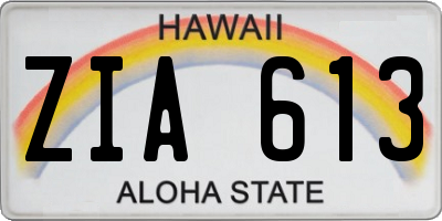 HI license plate ZIA613