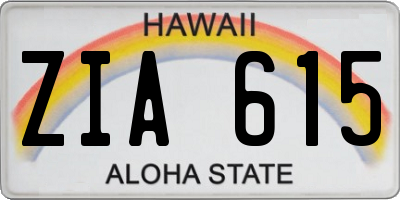 HI license plate ZIA615