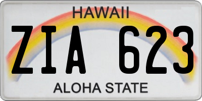 HI license plate ZIA623