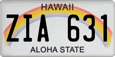 HI license plate ZIA631