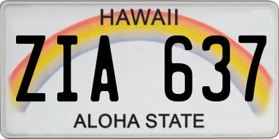 HI license plate ZIA637