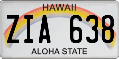 HI license plate ZIA638