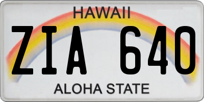 HI license plate ZIA640