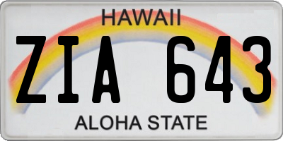 HI license plate ZIA643
