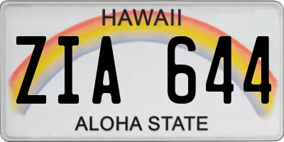 HI license plate ZIA644