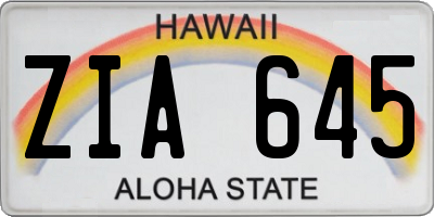 HI license plate ZIA645