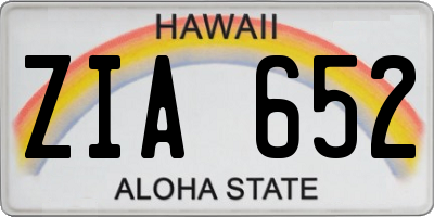 HI license plate ZIA652
