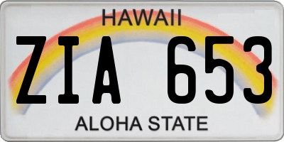 HI license plate ZIA653