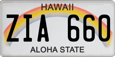 HI license plate ZIA660