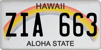 HI license plate ZIA663