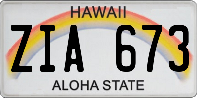 HI license plate ZIA673