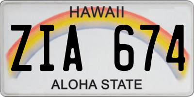 HI license plate ZIA674