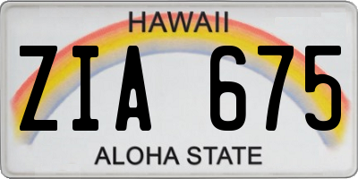 HI license plate ZIA675