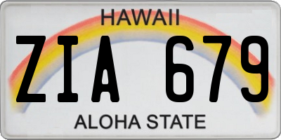 HI license plate ZIA679