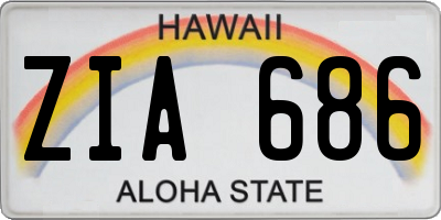 HI license plate ZIA686
