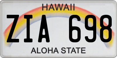 HI license plate ZIA698