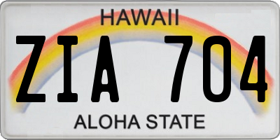HI license plate ZIA704
