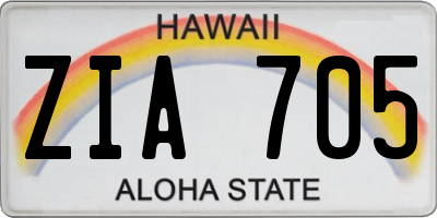 HI license plate ZIA705