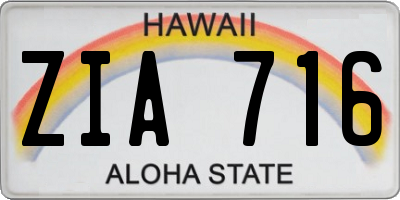 HI license plate ZIA716