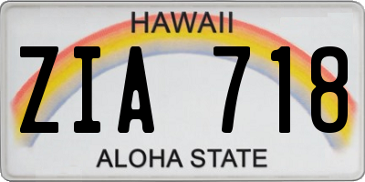 HI license plate ZIA718