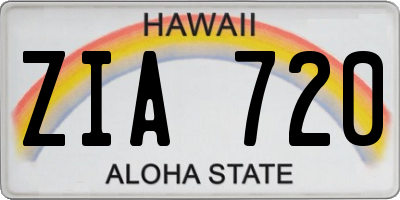 HI license plate ZIA720