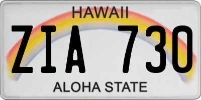 HI license plate ZIA730